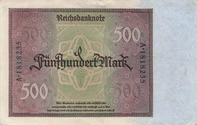 500 Mark 1922 ro.70 A